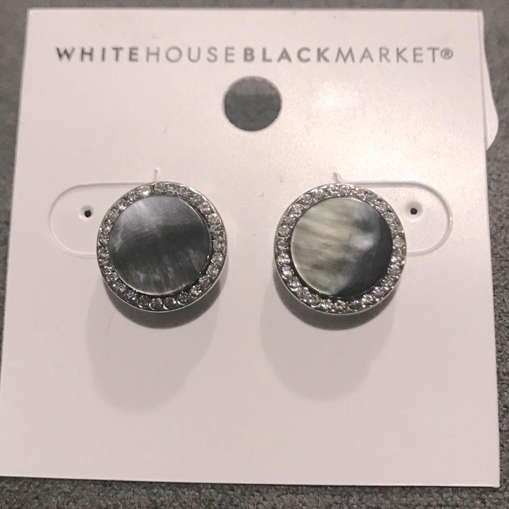 WHBM Mother of Pearl Pave Stud Earrings